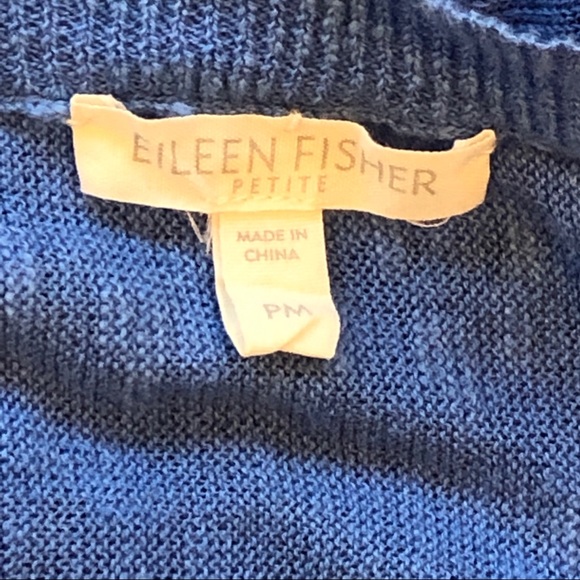 Eileen Fisher linen blend bright blue pullover top - Picture 7 of 8